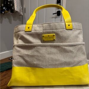 Kate Spade Vibrant Yellow and Neutral Tote